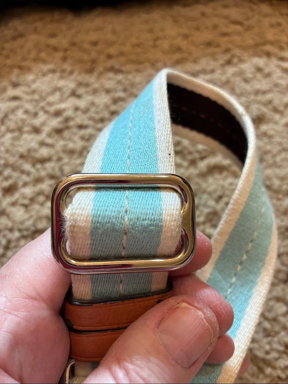 Coach Multicolor Canvas Crossbody bag with Turquoise Lining.